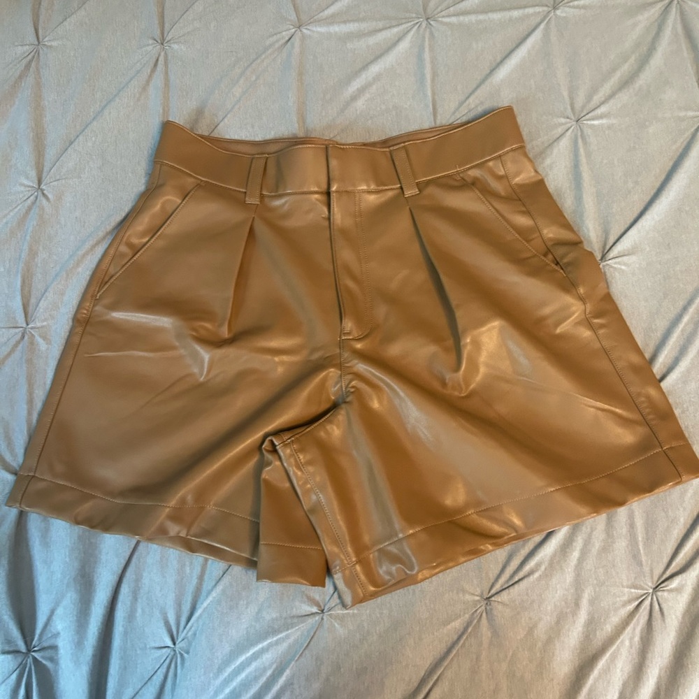 Vegan Leather Tan shorts size L